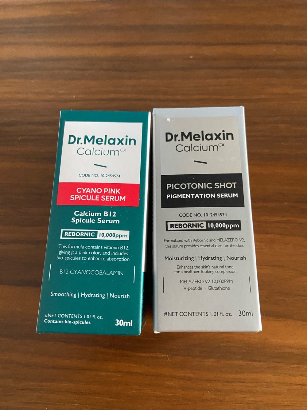 Dr. Melaxin Calcium Duo  Cyano Pink Spicule Serum — Pink and Picotonic Shot